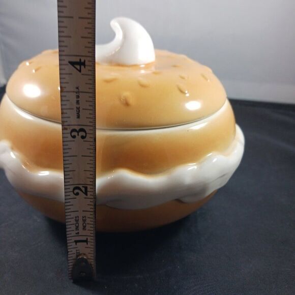 Vintage 1995 Boston Warehouse 5" Bagel Lidded Cream Cheese Bowl Serving Dish - Picture 9 of 12